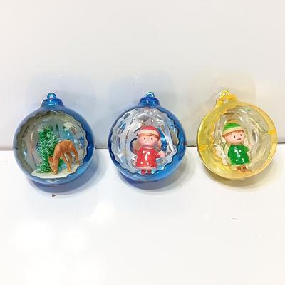 Three vintage diorama Ornaments