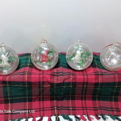 4 larger vintage jewel brite plastic ornaments
