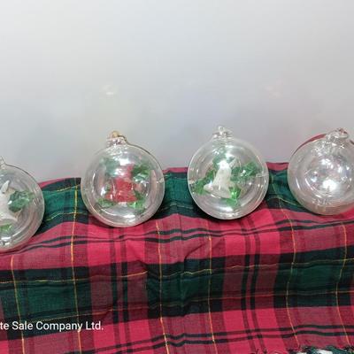 4 larger vintage jewel brite plastic ornaments