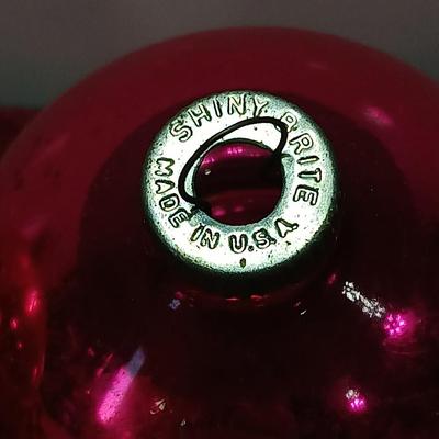 Six vintage hot pink glass Christmas Ornaments - Shiny Brite - Made in USA