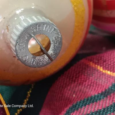 Vintage glass ornaments with stripes - Shiny Brite - Made in USA