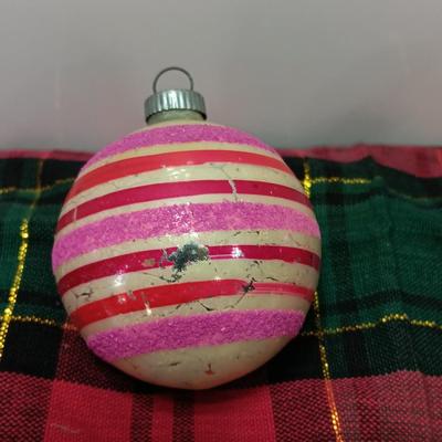 Vintage glass ornaments with stripes - Shiny Brite - Made in USA
