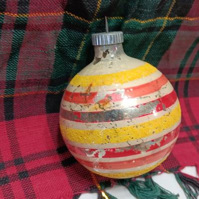 Vintage glass ornaments with stripes - Shiny Brite - Made in USA