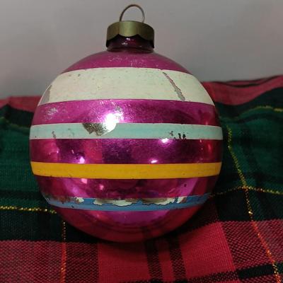 Vintage glass ornaments with stripes - Shiny Brite - Made in USA
