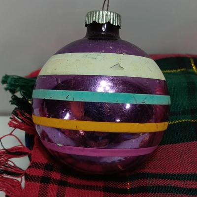 Vintage glass ornaments with stripes - Shiny Brite - Made in USA