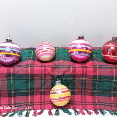 Vintage glass ornaments with stripes - Shiny Brite - Made in USA