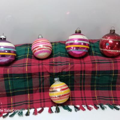 Vintage glass ornaments with stripes - Shiny Brite - Made in USA