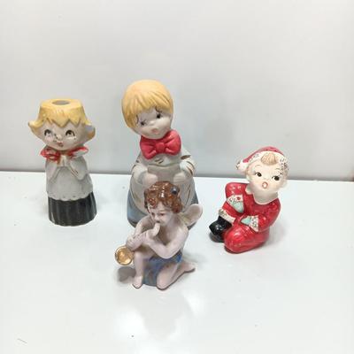 Vintage Christmas figures - Caroler - Angel - elf - little girl
