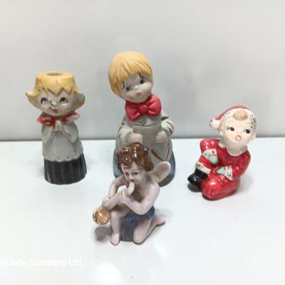 Vintage Christmas figures - Caroler - Angel - elf - little girl
