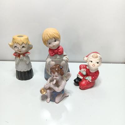 Vintage Christmas figures - Caroler - Angel - elf - little girl