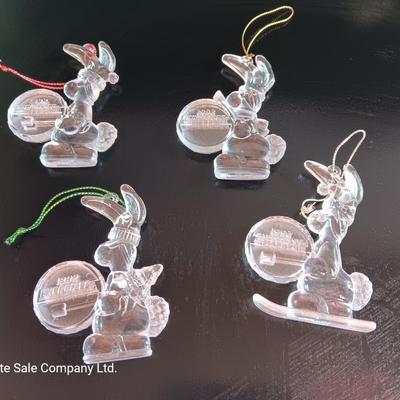 Four 1995 Energizer Bunny ornaments
