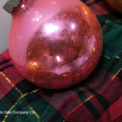 Pink and gold  Glass ornaments - Shiny Brite - Made in USA