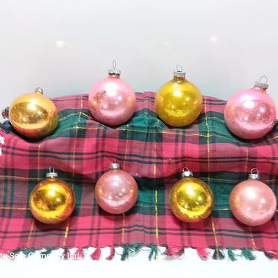 Pink and gold  Glass ornaments - Shiny Brite - Made in USA