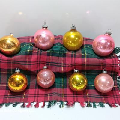 Pink and gold  Glass ornaments - Shiny Brite - Made in USA
