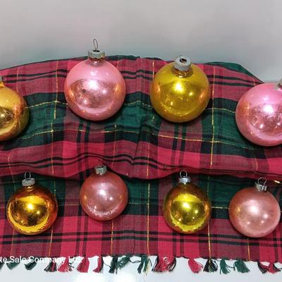 Pink and gold  Glass ornaments - Shiny Brite - Made in USA
