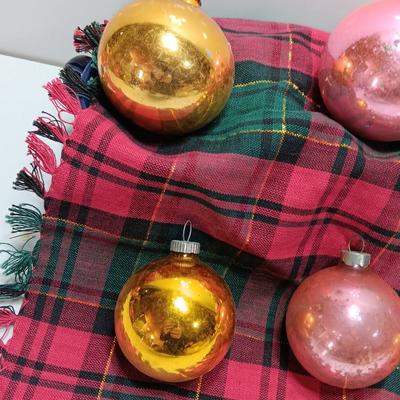 Pink and gold  Glass ornaments - Shiny Brite - Made in USA