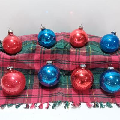 Red and blue  Glass ornaments - Shiny Brite - Made in USA