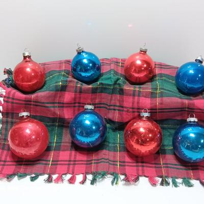 Red and blue  Glass ornaments - Shiny Brite - Made in USA