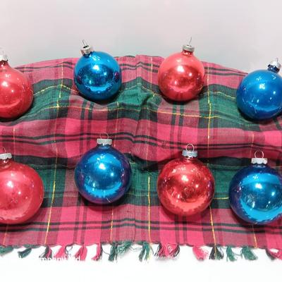 Red and blue  Glass ornaments - Shiny Brite - Made in USA