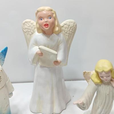 Three vintage ceramic angel figures