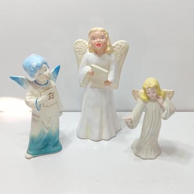 Three vintage ceramic angel figures