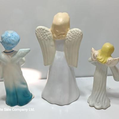 Three vintage ceramic angel figures