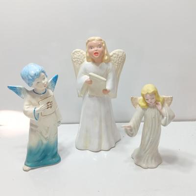 Three vintage ceramic angel figures