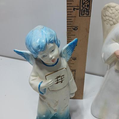 Three vintage ceramic angel figures