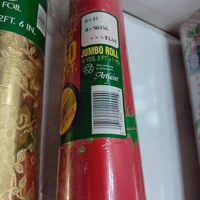 Three large rolls of vintage wrapping paper