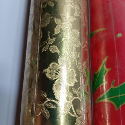 Three large rolls of vintage wrapping paper