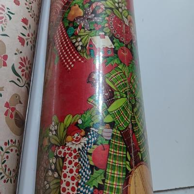 Three large rolls of vintage wrapping paper