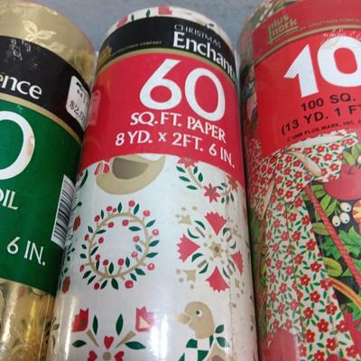 Three large rolls of vintage wrapping paper