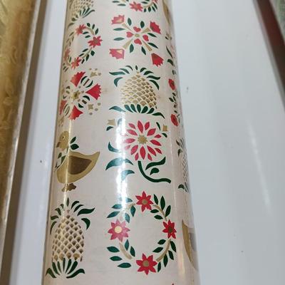 Three large rolls of vintage wrapping paper