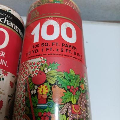 Three large rolls of vintage wrapping paper