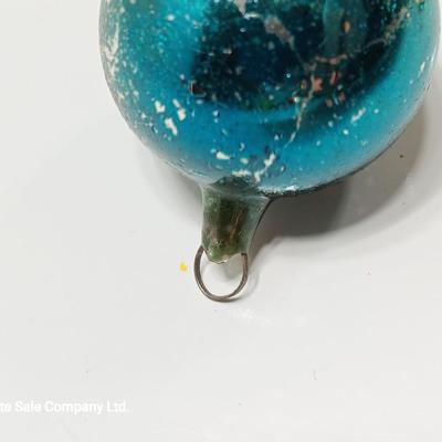 Wine glass with Antique Mercury glass ornaments - bells - bird - and more