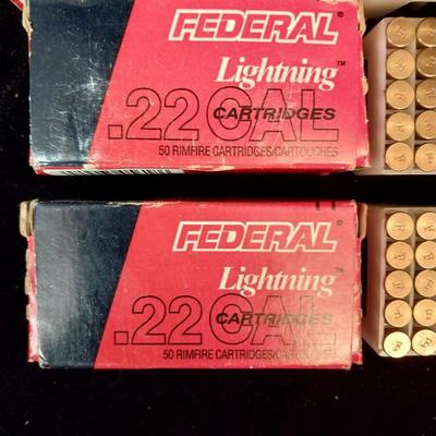 3 FULL BOXES OF FEDERAL LIGHTNING .22 CAL CARTRIDGES