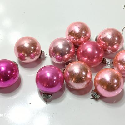 Variety of pink tones glass ornaments - Made in USA - Shiny Brite