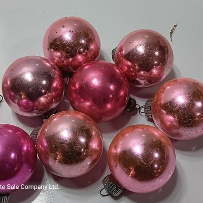 Variety of pink tones glass ornaments - Made in USA - Shiny Brite