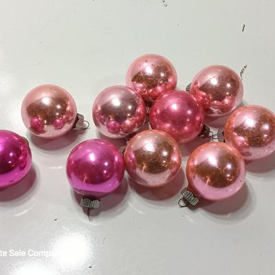 Variety of pink tones glass ornaments - Made in USA - Shiny Brite