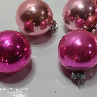 Variety of pink tones glass ornaments - Made in USA - Shiny Brite