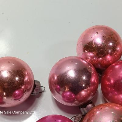 Variety of pink tones glass ornaments - Made in USA - Shiny Brite