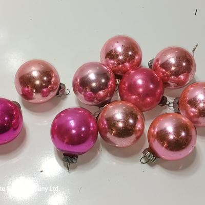 Variety of pink tones glass ornaments - Made in USA - Shiny Brite