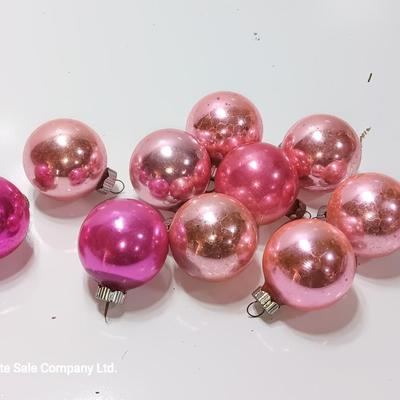 Variety of pink tones glass ornaments - Made in USA - Shiny Brite