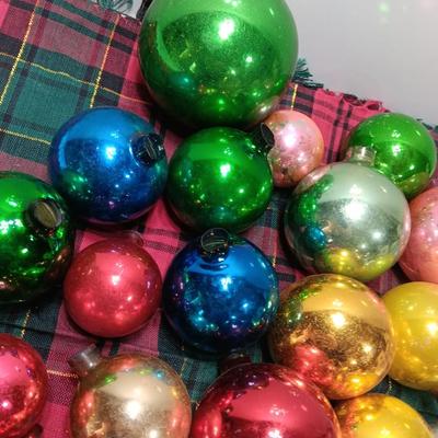 Colorful Glass ornaments - Shiny Brite - Made in USA - for crafting - paint loss or missing tops