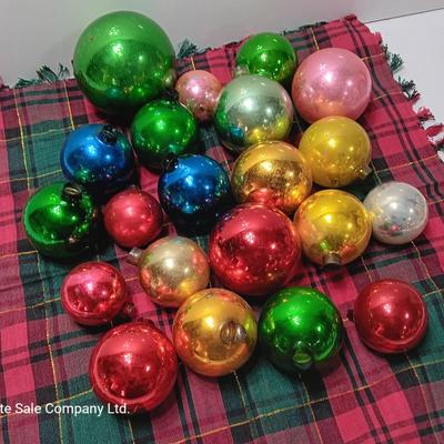 Colorful Glass ornaments - Shiny Brite - Made in USA - for crafting - paint loss or missing tops