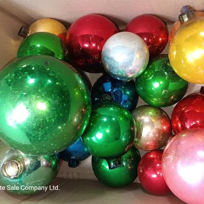 Colorful Glass ornaments - Shiny Brite - Made in USA - for crafting - paint loss or missing tops