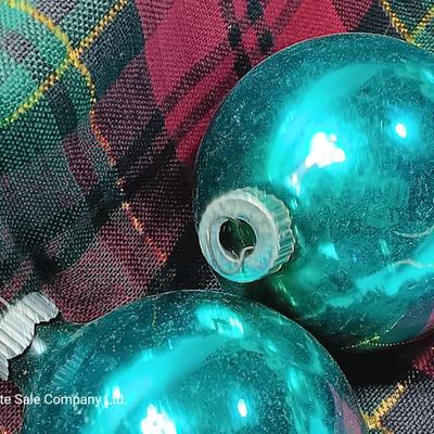 Light blue glass Christmas ornaments - Made in USA - Shiny Brite