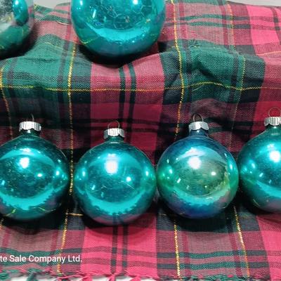 Light blue glass Christmas ornaments - Made in USA - Shiny Brite