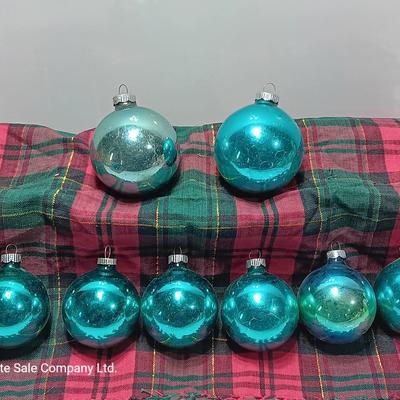 Light blue glass Christmas ornaments - Made in USA - Shiny Brite