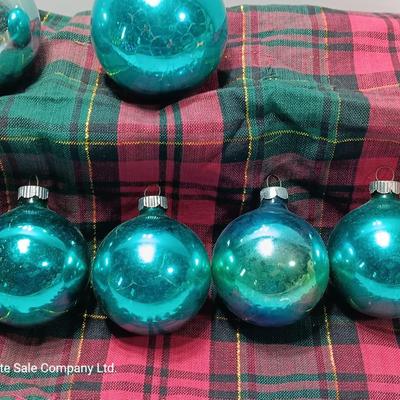 Light blue glass Christmas ornaments - Made in USA - Shiny Brite